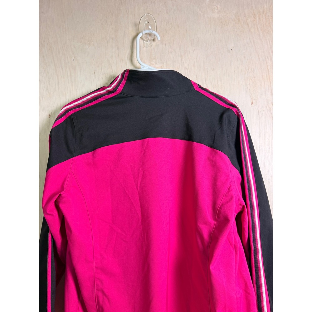 Made For Life Jacket Women Size M Pink Black Excellent Zip Up Sporty Stripe - Picture 8 of 8